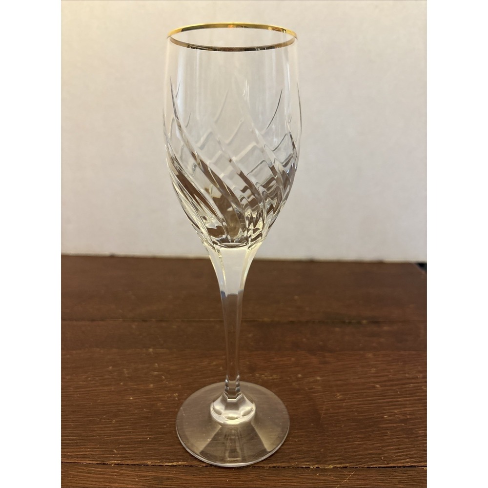 Mikasa Preview Gold Trim Crystal Wine Goblet Elegant Stemware Replacement EUC